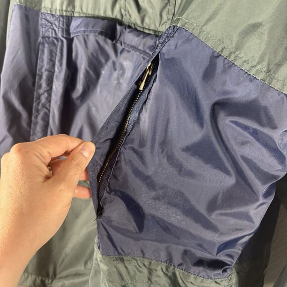 Vintage Mens 1/4 Zip Blue Green Pull Over Fleece Lined Wind Breaker Jacket Large - Picture 4 of 9